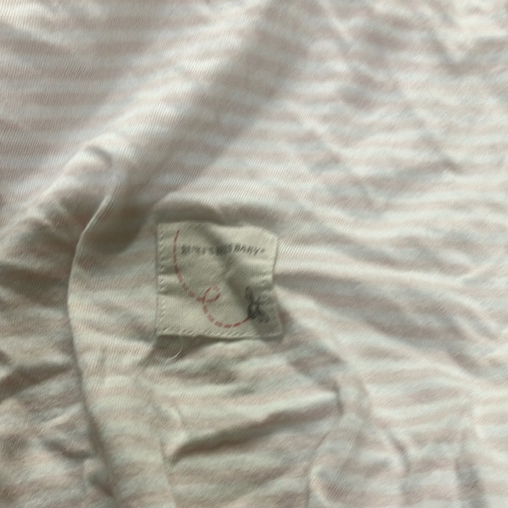 Burt’s Bees Striped White and Pink crib sheet